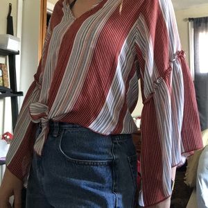 Striped flowy shirt